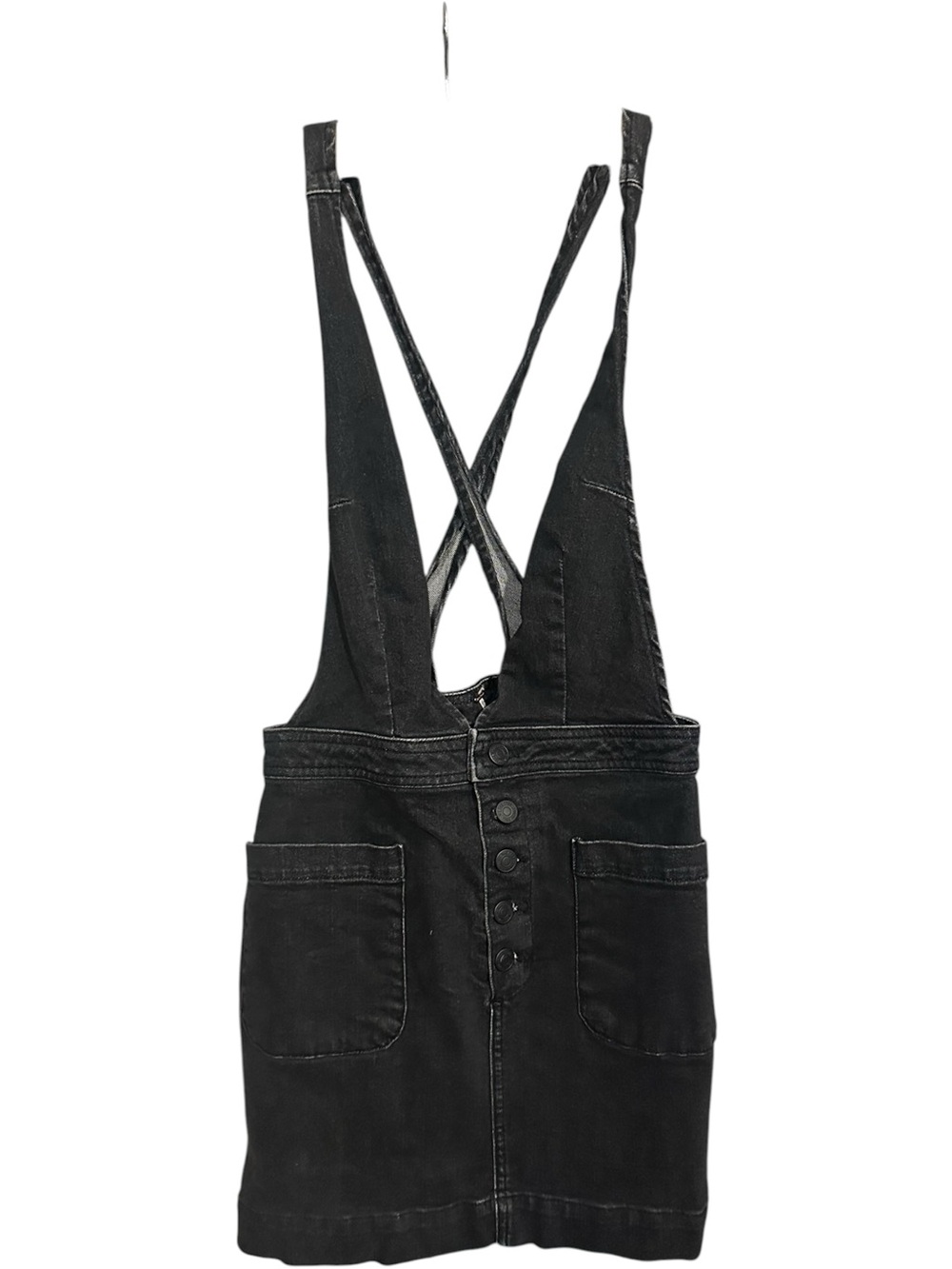 Free People Old School Love Denim Overall Mini Dress Black Size 4